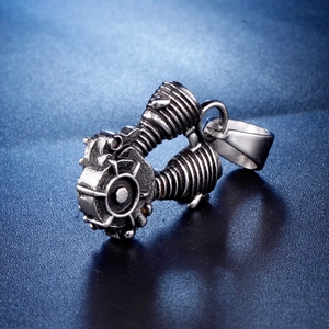 Gothic punk motorcycle engine pendant made of premium stainless steel for men