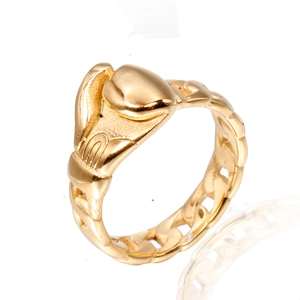 Men's vintage golden stainless steel boxing glove ring with hollow chain pattern