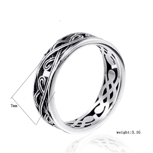 Vintage Stainless Steel Celtic Knot Ring For Men Women Hollow Out Braid Band Ring Retro Punk Style Fashion Jewelry Gift