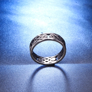 Retro hollow Celtic knot ring for men in silver finish stainless steel material