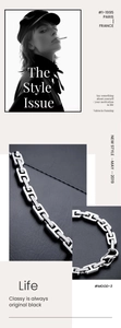 Dettaglio del bracciale in acciaio al titanio con maglie a H su pelle nera elegante