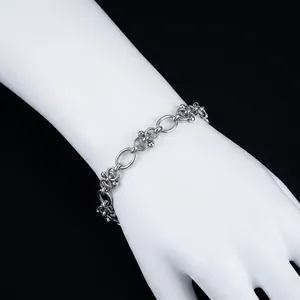 Minimalist Titanium Steel Spliced Hollow Bracelet For Men Women Silver Industrial Style Geometric Chain Bracelet Fashion Jewelry Gift