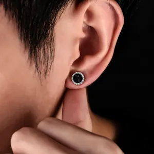 Unisex Koperen Ronde Magnetische Oorclips Geen Piercing Halo Strass Oorbellen Geometrische Druzy Stijl Sieraden Cadeau