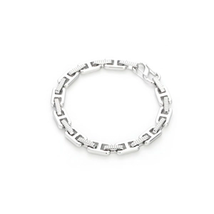 Bracciale in acciaio al titanio stile industriale con maglie a H e chiusura a gancio S