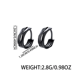 Pendientes de aro geométricos negros de acero inoxidable para hombre y mujer