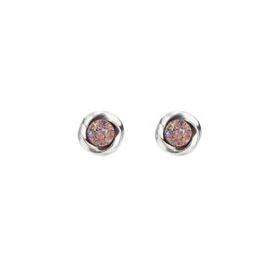 Sparkling silver Mobius magnetic clip earrings with iridescent crystal inlay for men and women