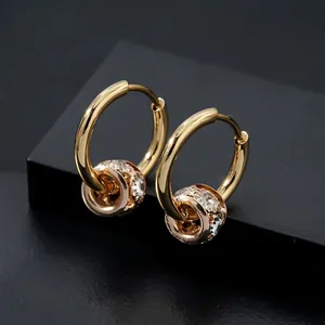 Gold Plated Copper Zirconia Hoop Earrings For Men Women Fashion Geometric Cylinder Pendant Zirconia Inlaid Ear Buckle Jewelry