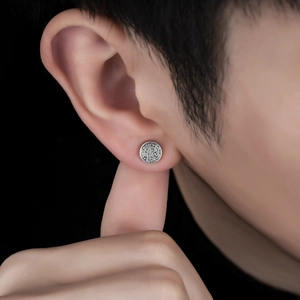 Retro dragon pattern clip-on earring for men and women in silver finish