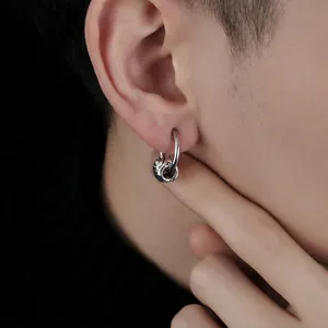Boucles d'Oreilles Clips Vintage Punk Rétro Non Percées Pendentif Boule Métallique Filetée Unisexe Bijoux Streetwear