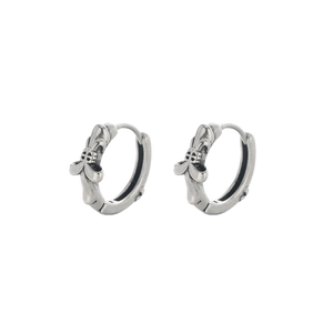 Vintage oxidized silver fleur-de-lis hoop earrings for men and women in gothic style