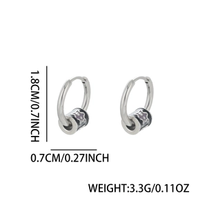 Silver hoop earrings with purple star charms in titanium steel for men and women