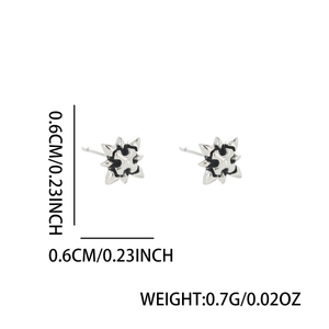 Boucles d'oreilles étoile à huit branches en métal argenté avec dimensions