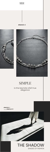 Détail d'un collier double en titane avec perles marbrées et chaîne serpent