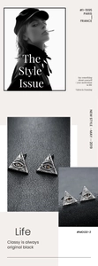 Macro shot of Eye of Horus stud earring in vintage finish with dark gem inlay