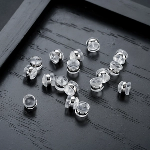 Silicone Metal Earring Backs Only S925 Sterling Silver Plated Inlaid Transparent Earring Stoppers For Studs Earrings Findings