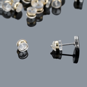 18K gold-plated silicone ear nuts with Greek Meander pattern stud earrings set