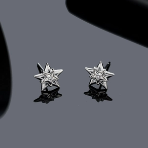 Boucles d'oreilles étoiles en argent avec double couche et zircon brillant pour hommes