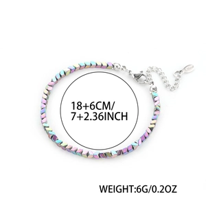 Regenboog hematiet kraal armband met roestvrijstalen sluiting en verlengketting