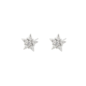 Boucles d'oreilles étoile en argent avec design à deux couches et centre en zircone