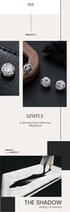 Artistic layout showing silver magnetic earrings with crystal inlay and minimalist design