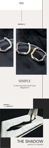 Détail des boucles d'oreilles Mobius avec texture martelée et forme géométrique torsadée