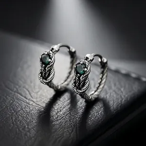 Vintage Snake Knot Hoop Earrings For Men Women Copper Rhinestone Snake Stud Earrings Retro Punk Jewelry Accessory