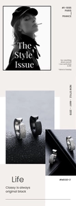 Macro view of men's matte black sandblasted titanium steel ear cuffs with clamp closure