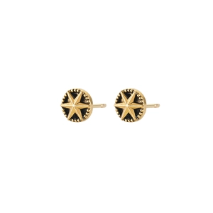Boucles d'oreilles étoile dorées vintage avec bord perlé et oxydation noire