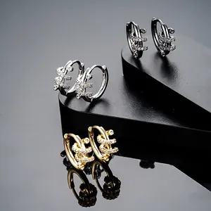 Snake Shaped Rhinestone Hoop Earrings For Women Men Copper Minimalist Coiled Design Geometric Loop Earrings Jewelry Gift