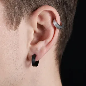 Modern Minimalist Stainless Steel Frosted Ear Clips For Men Women Non-Pierced Punk Geometric Round Clip-On Earrings Fashion Jewelry