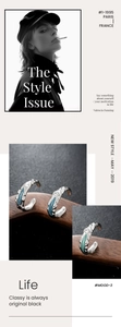 Detailed view of mint green enamel and irregular hammered texture on C-shaped ear cuffs