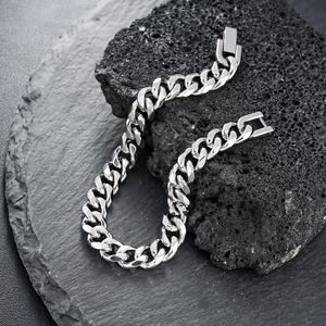 Titanium Steel Cuban Link Bracelet For Men Women Hip Hop Silver Tone Minimalist Curb Chain Unisex Fashion Hand Jewelry