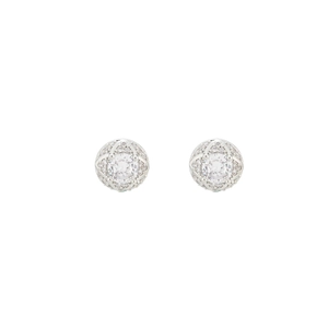 Boucles d'oreilles halo en argent avec pierre ronde taille brillant pour hommes et femmes