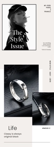 Detail of silver adjustable ring with unique buckle design and heart engraving on black leather