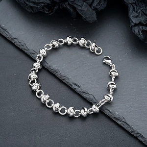Titanium steel knot chain bracelet with chunky links and polished lobster clasp