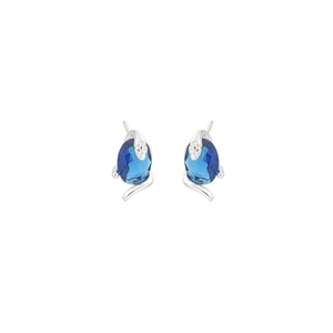 Boucles d'oreilles serpent gothiques en argent avec pierres saphir bleu profond