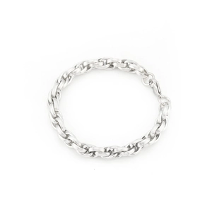 Minimalist silver twist chain bracelet with textured links and lobster clasp for men and women