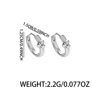 Boucles d'oreilles créoles nœud en argent sterling S925 minimalistes avec finition métal poli
