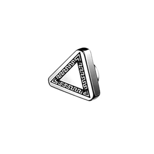 Minimalistische silberne Dreieck Ohrstecker mit schwarzem griechischem Muster für Herren