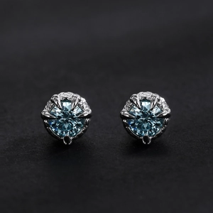 Maldives blue dragon claw magnetic earrings with round cut light blue gemstones