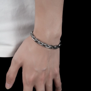 Bracelet chaîne cubaine minimaliste en acier inoxydable argenté pour homme et femme