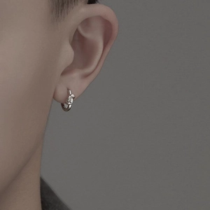 Boucles d'oreilles créoles noeud en argent fin S925 poli pour hommes et femmes chic