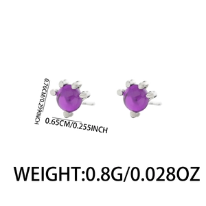 Elegant dragon claw stud earrings with purple amethyst and silver plating for women