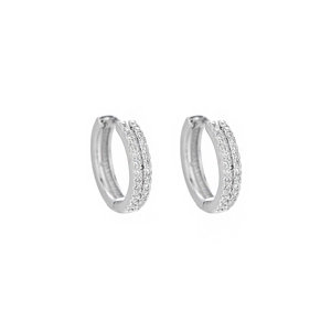 Boucles d'oreilles huggies en argent sterling avec double rangée de cristaux pavés