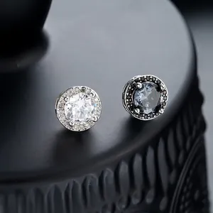 Vintage Round Copper Zirconia Magnetic Ear Clips For Men Women Cool Hip Hop Style Rhinestone Non Pierced Earrings Jewelry Gift