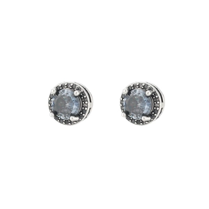 Vintage magnetic zircon ear clips with grey-blue center stone and black gemstones