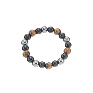 Obsidian and tiger eye stone stretch bracelet for men with hematite magnetic beads