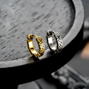 Vintage copper coin style earrings with BABY engraving in gold and silver finish