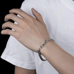 Herren Edelstahl Asymmetrisches Panzerkette Armband Industrial Punk Hip Hop O-Link Minimalist Handgelenkskette Schmuck Zubehör