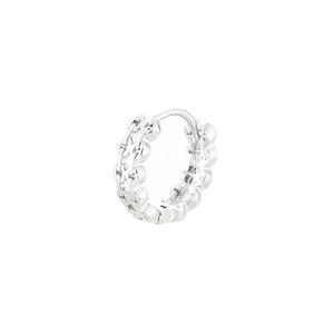 Minimalist silver anchor chain hoop earring with high-polish finish and geometric design